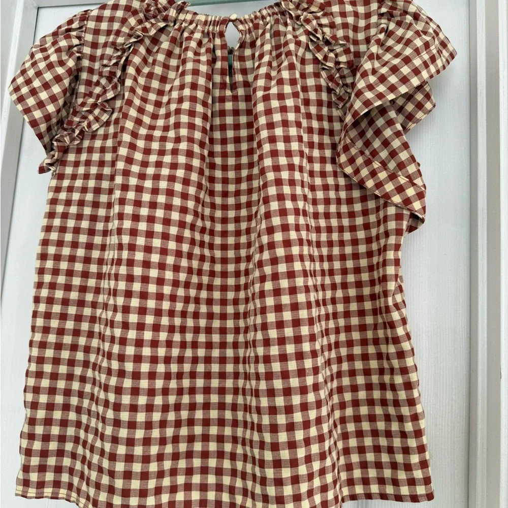 En Saison Gingham Ruffle Sleeve Top - Picture 4 of 8